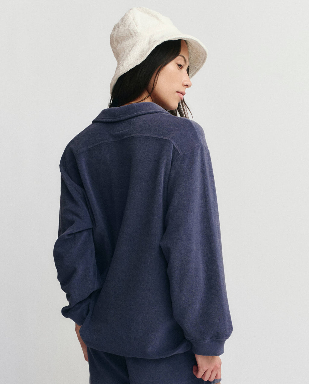 The Micro Terry Lace Up Tunic. -- Vintage Blue