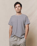 The Men's Boxy Crew. -- Vintage Blue Stripe