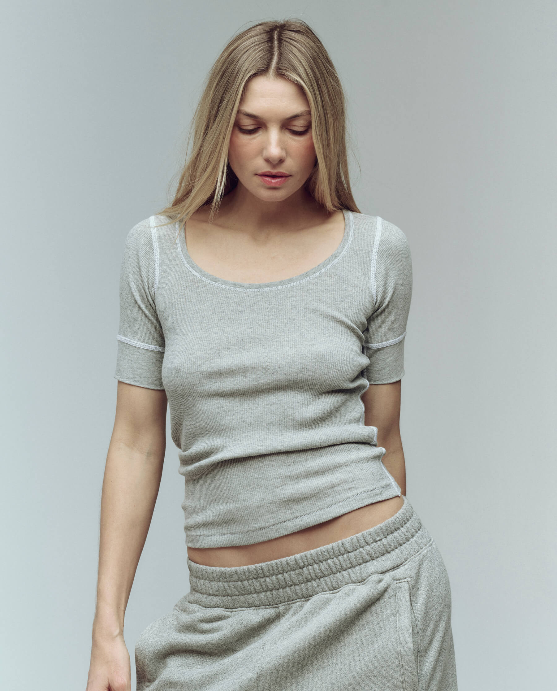 The Baby Rib Ballet Tee. -- Heather Grey