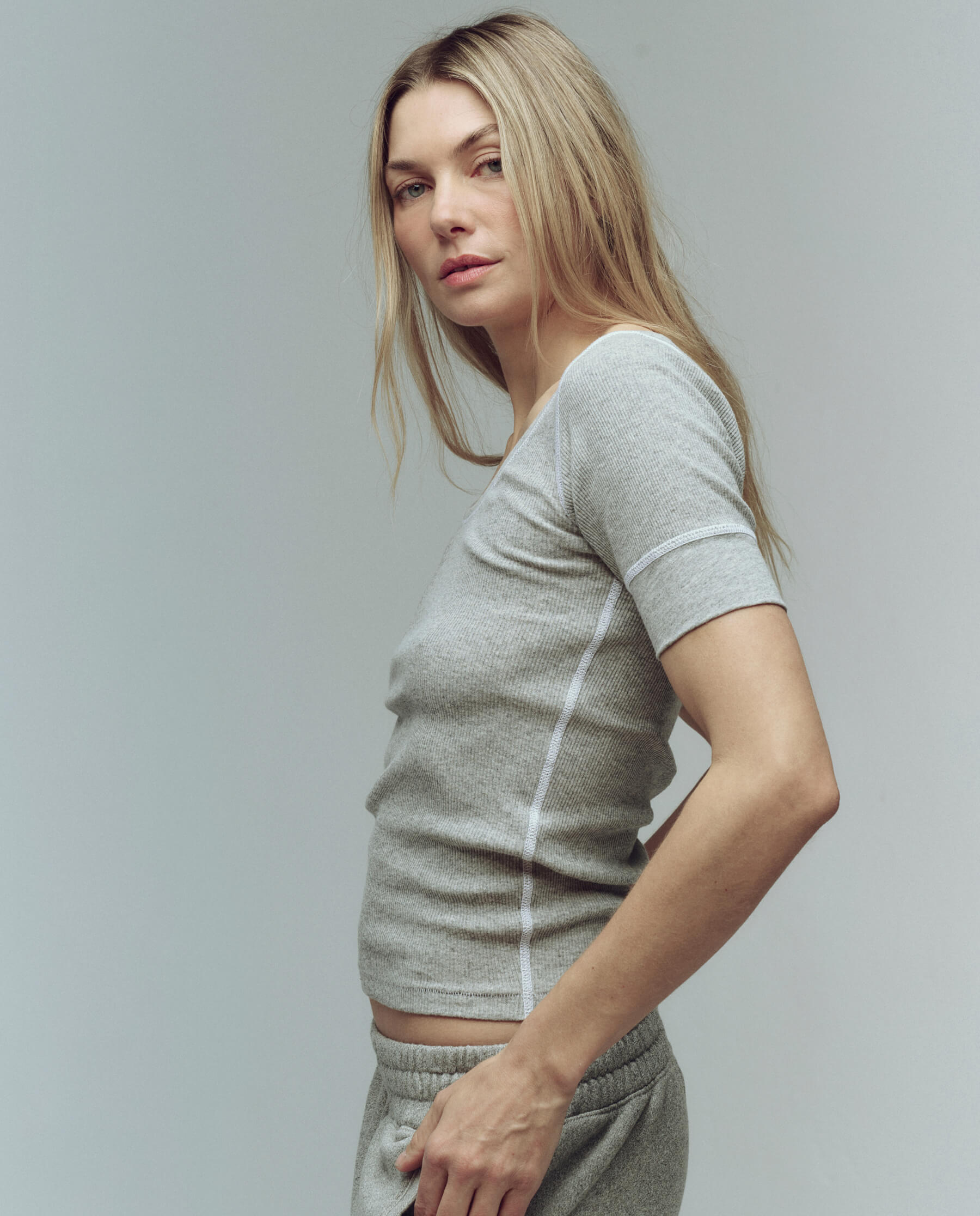 The Baby Rib Ballet Tee. -- Heather Grey