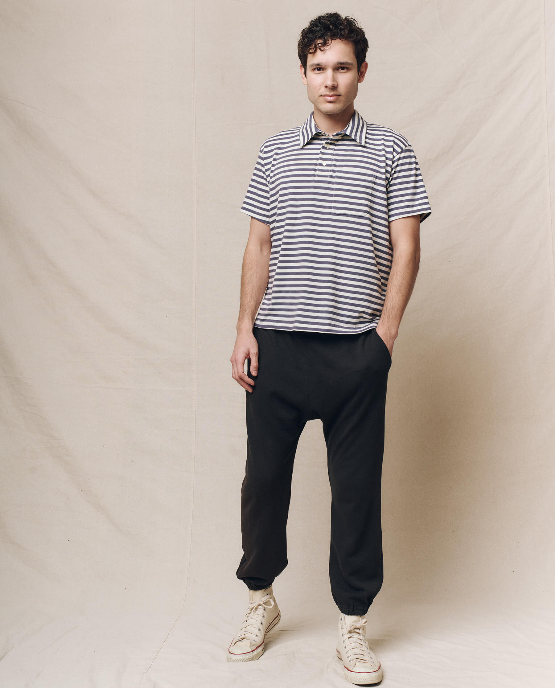 The Men's Lacrosse Polo. -- Vintage Blue Stripe