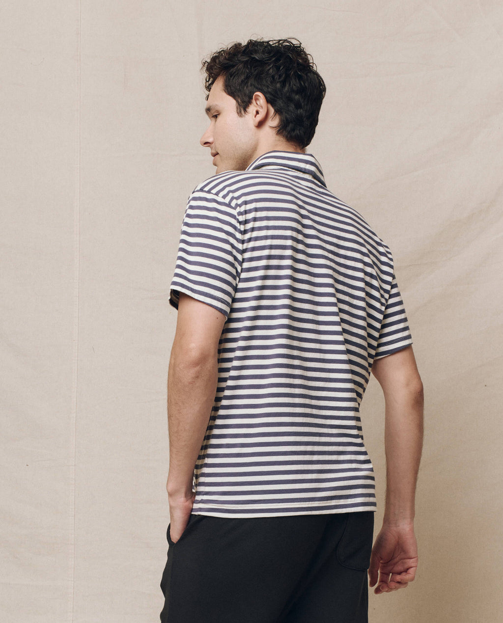 The Men's Lacrosse Polo. -- Vintage Blue Stripe