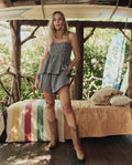 The Tide Smocked Top. -- Black And Cream Check