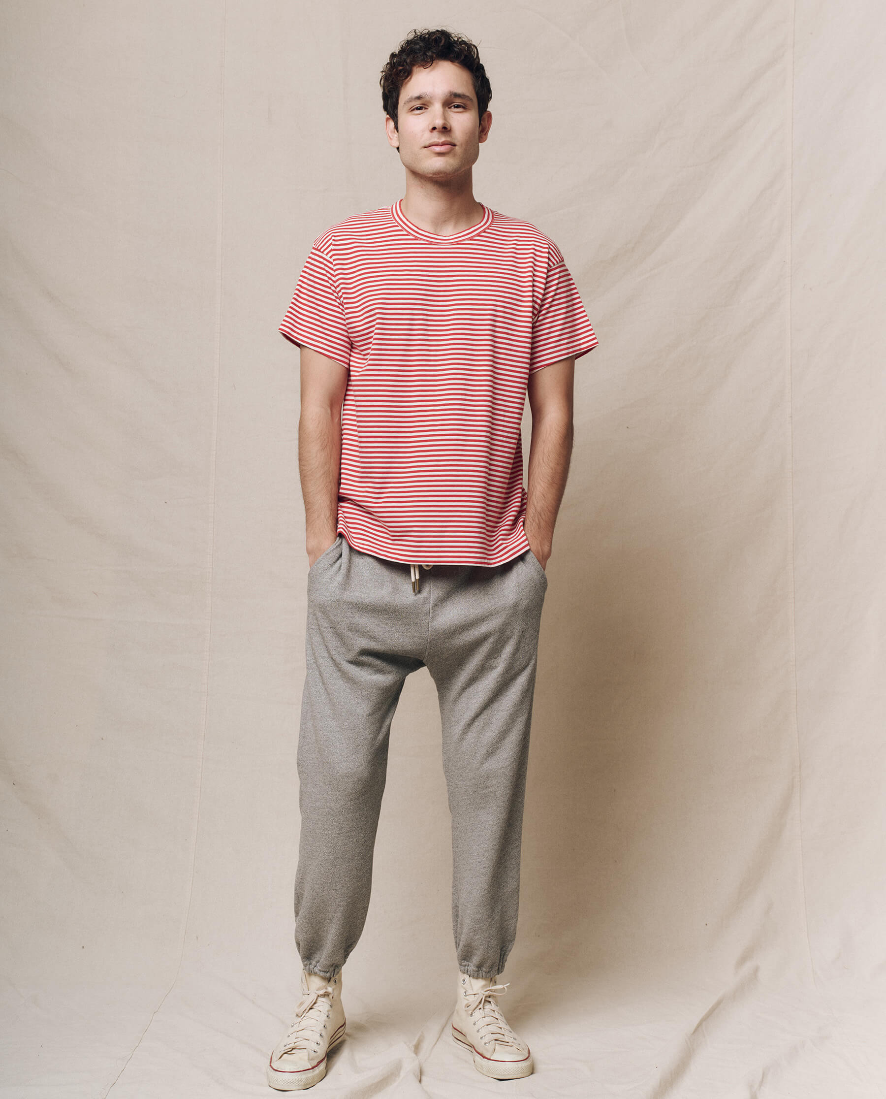 The Men's Boxy Crew. -- Sun Cherry Stripe