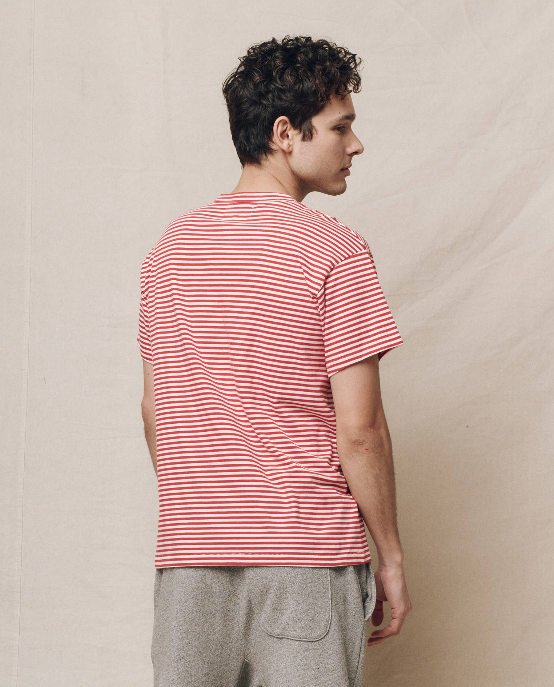 The Men's Boxy Crew. -- Sun Cherry Stripe