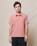 The Men's Lacrosse Polo. -- Sun Cherry Stripe