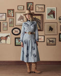The Chambray Embroidered Highland Skirt. -- Chambray
