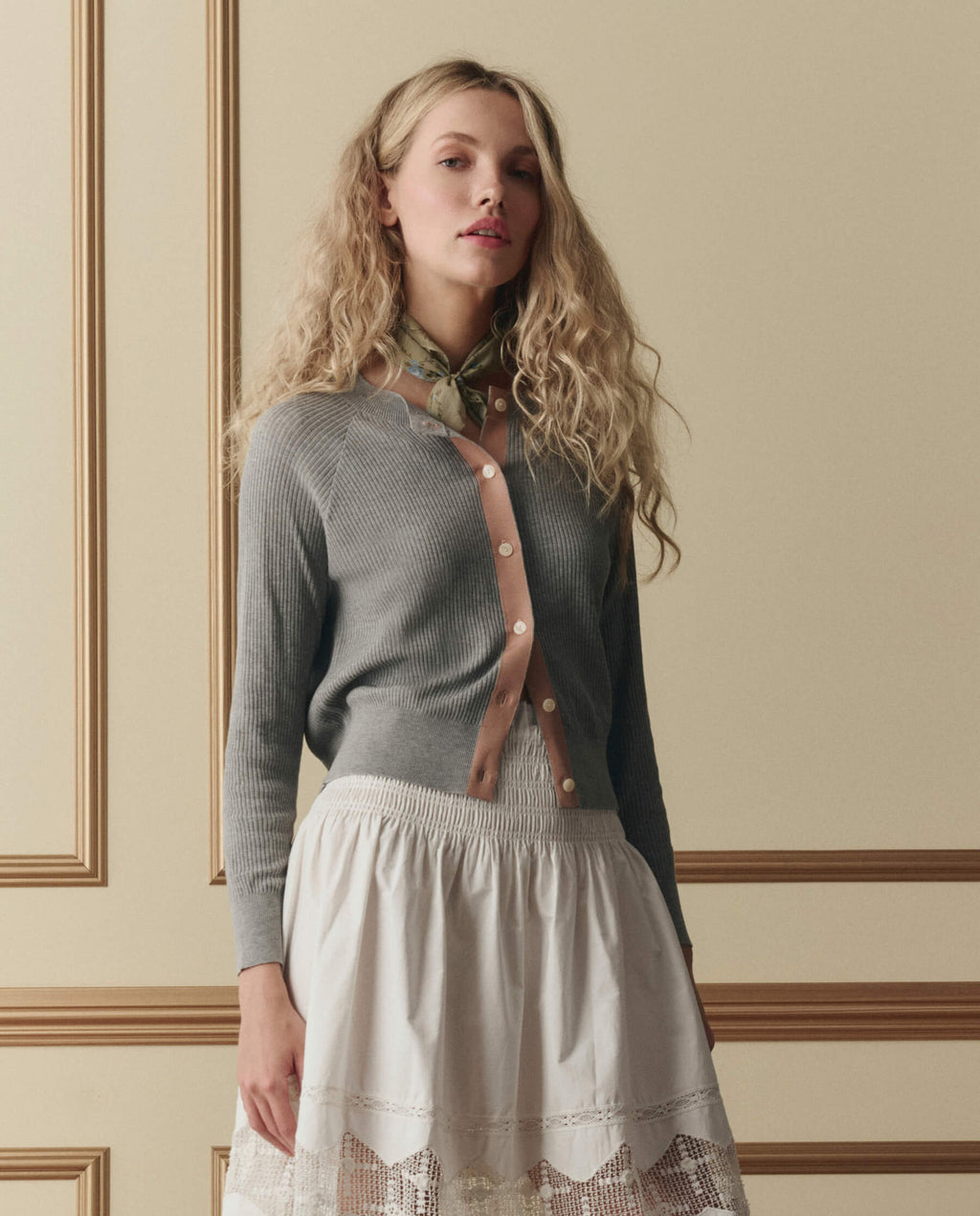 The Dainty Cardigan. -- Heather Grey
