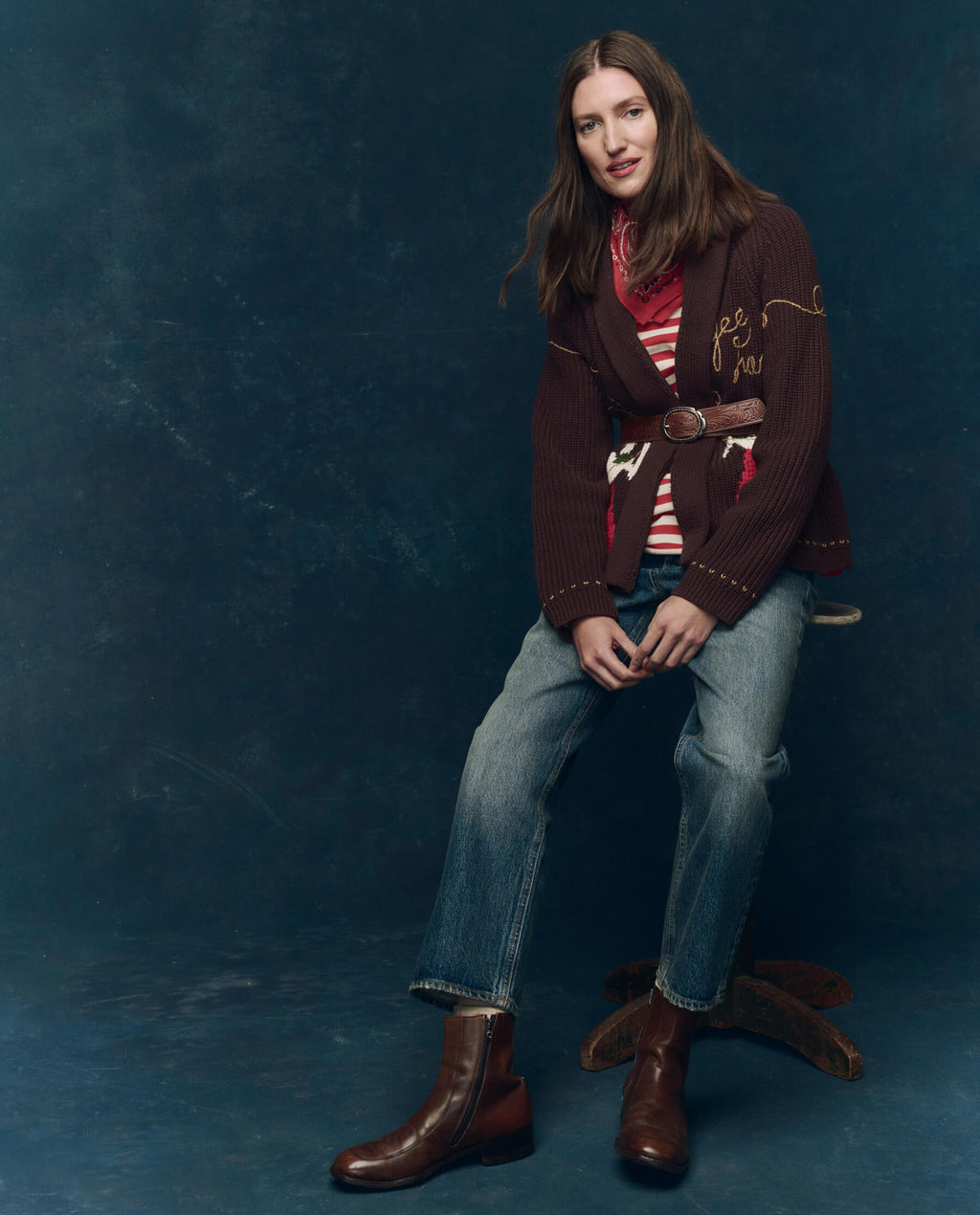 The Lasso Lodge Cardigan. -- Umber