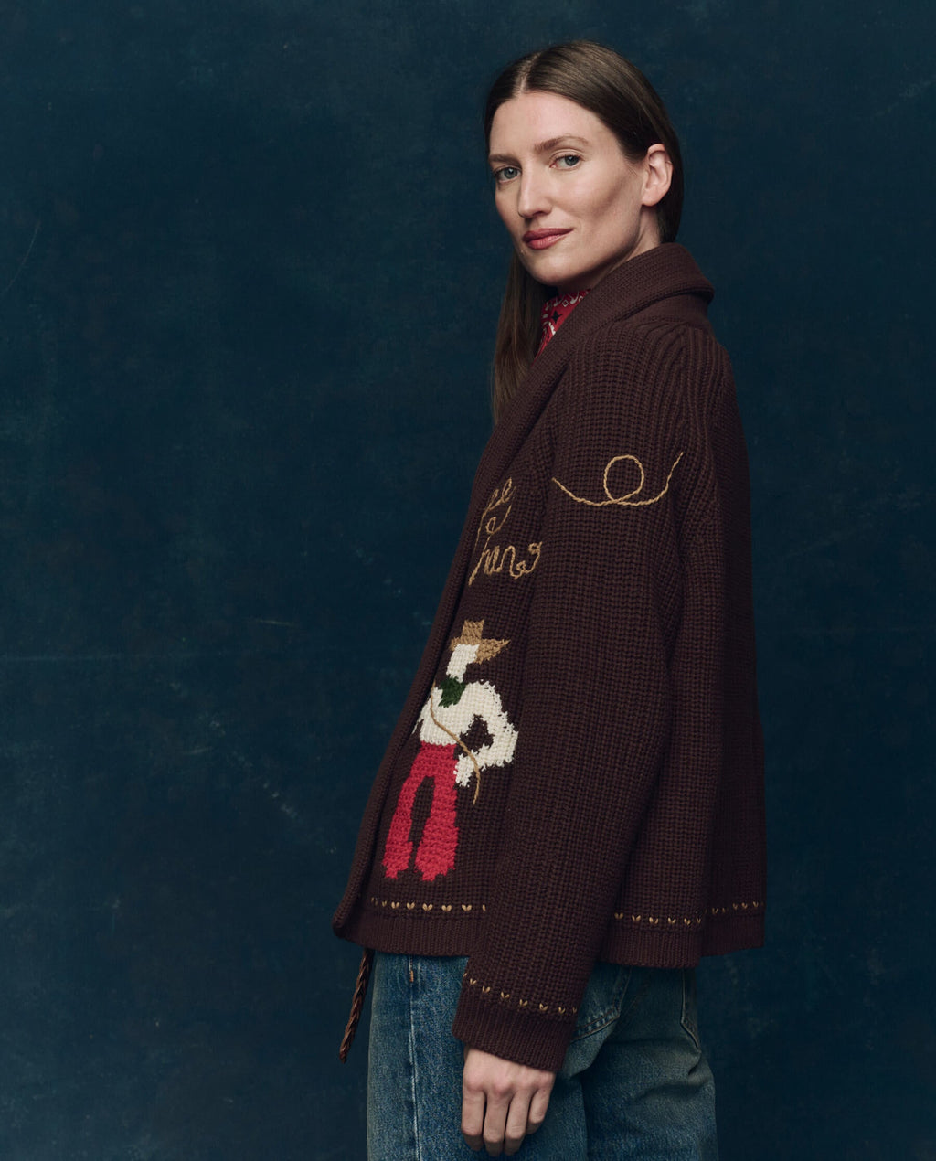 The Lasso Lodge Cardigan. -- Umber