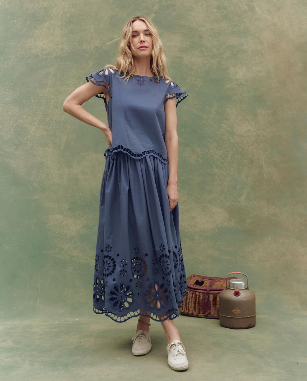 The Super Bloom Eyelet Skirt. -- Vintage Blue