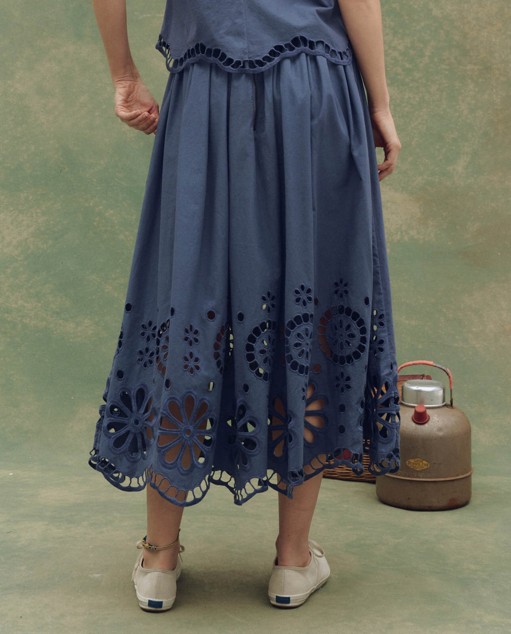 The Super Bloom Eyelet Skirt. -- Vintage Blue