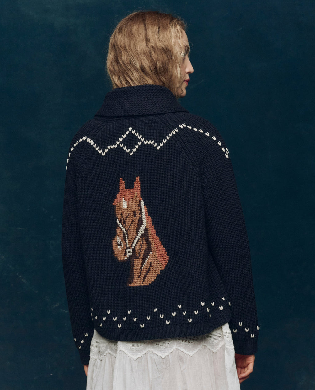 The Horse Lodge Cardigan. -- Navy