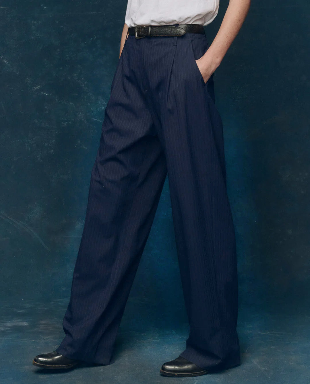 The Menswear Trouser. -- Dark Blue Stripe
