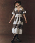 The Fairground Dress. -- Cream With Western Lace Print
