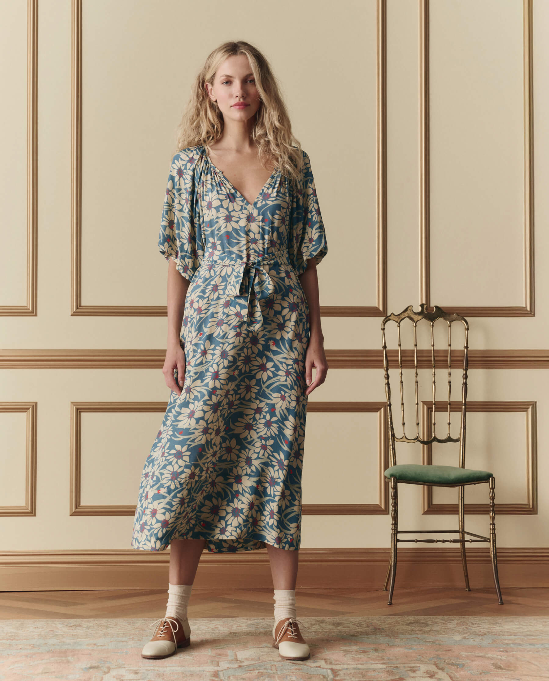 The Fairground Dress. -- Blue Scattered Bloom