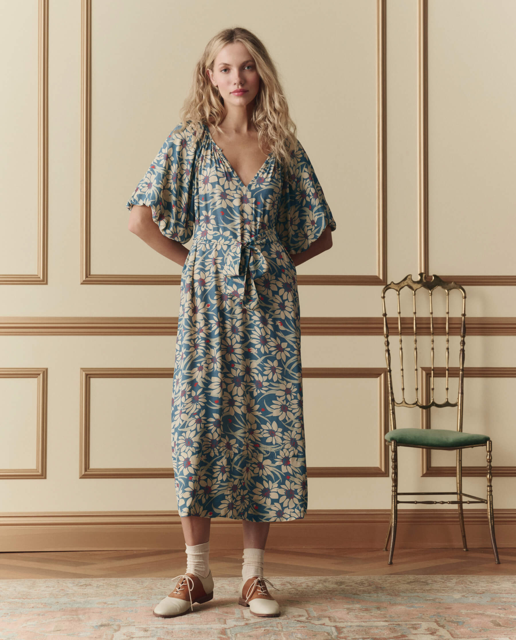 The Fairground Dress. -- Blue Scattered Bloom