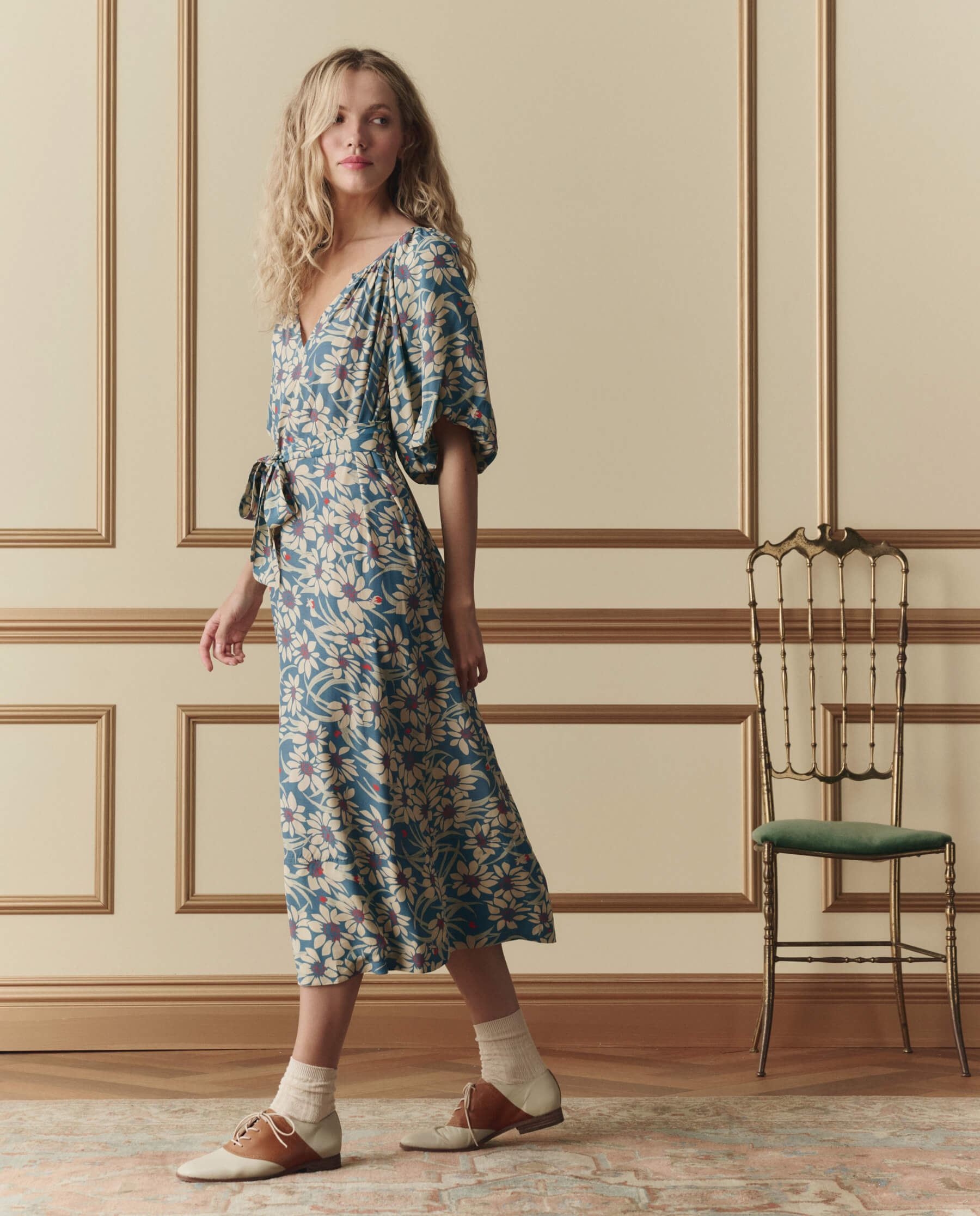 The Fairground Dress. -- Blue Scattered Bloom