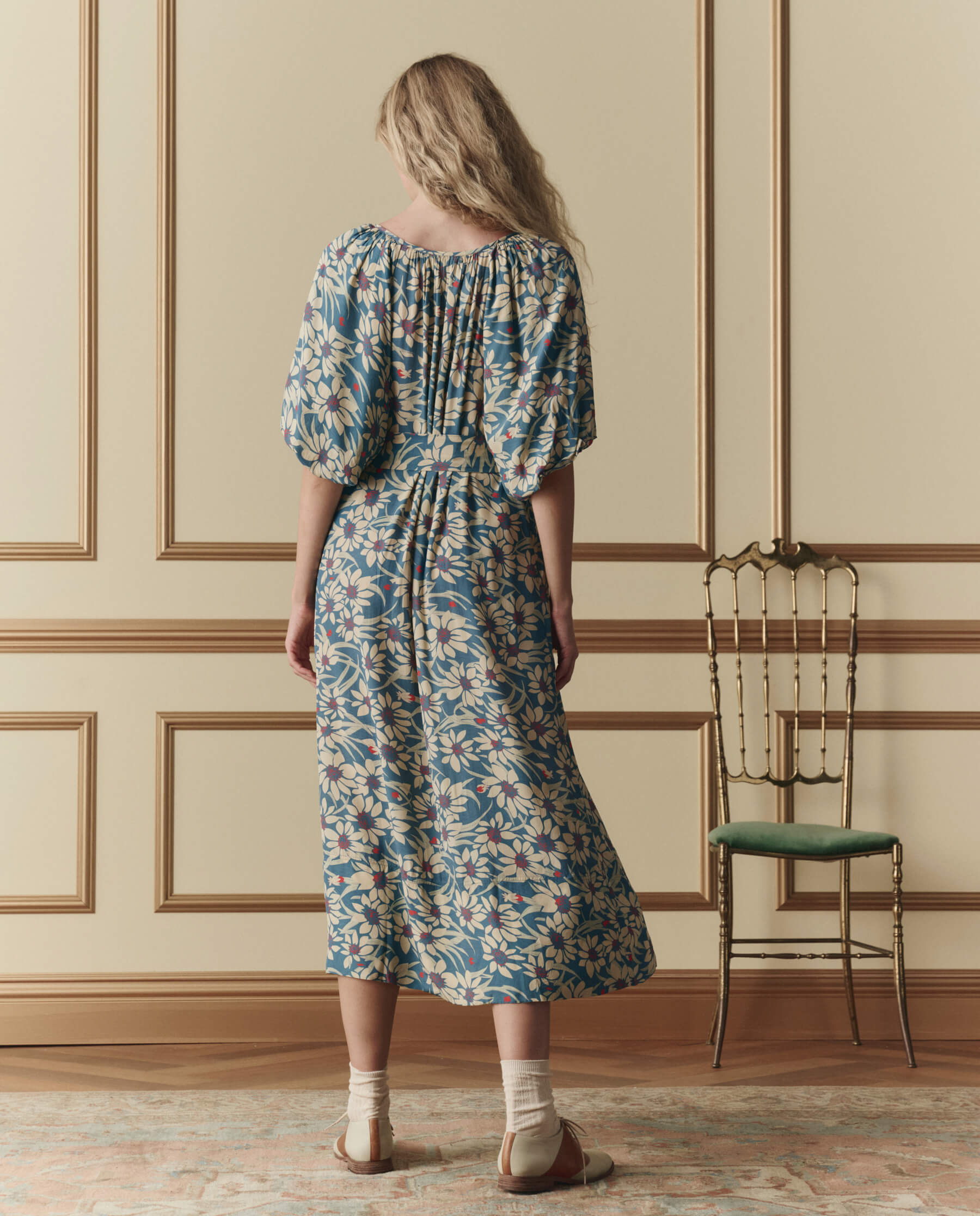 The Fairground Dress. -- Blue Scattered Bloom