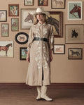 The Western Embroidered Herd Dress. -- Soft Tan W/ Cream Emb