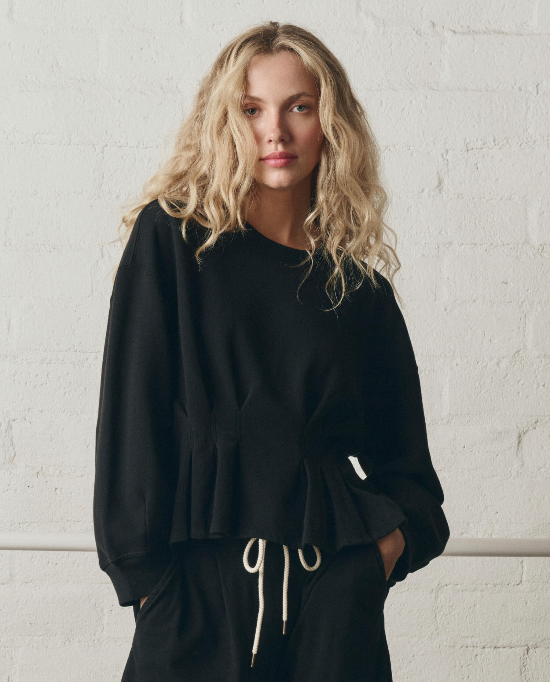 The Slouchy Corset Sweatshirt. -- True Black