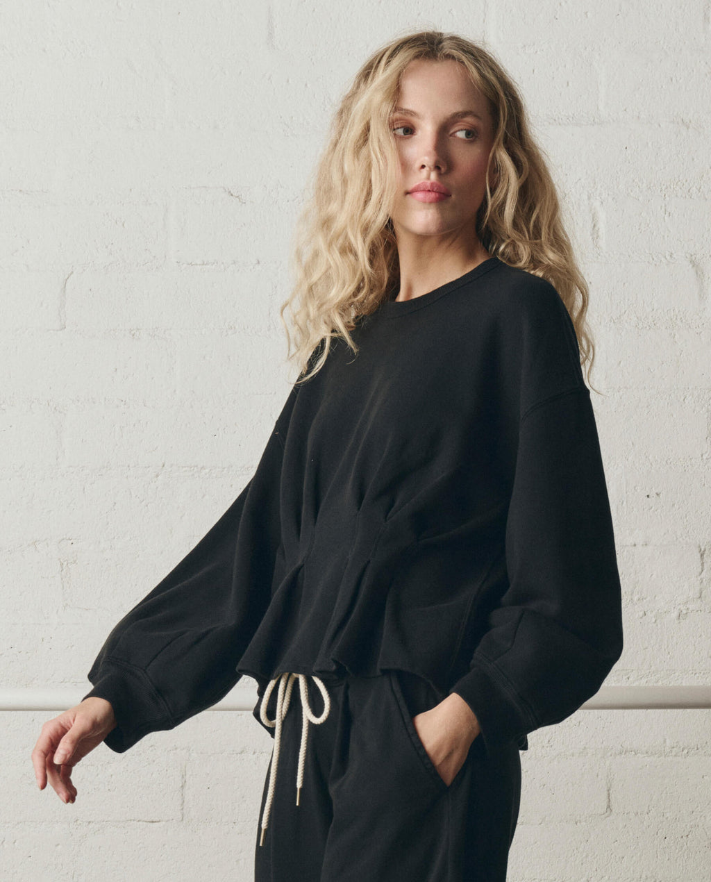 The Slouchy Corset Sweatshirt. -- True Black