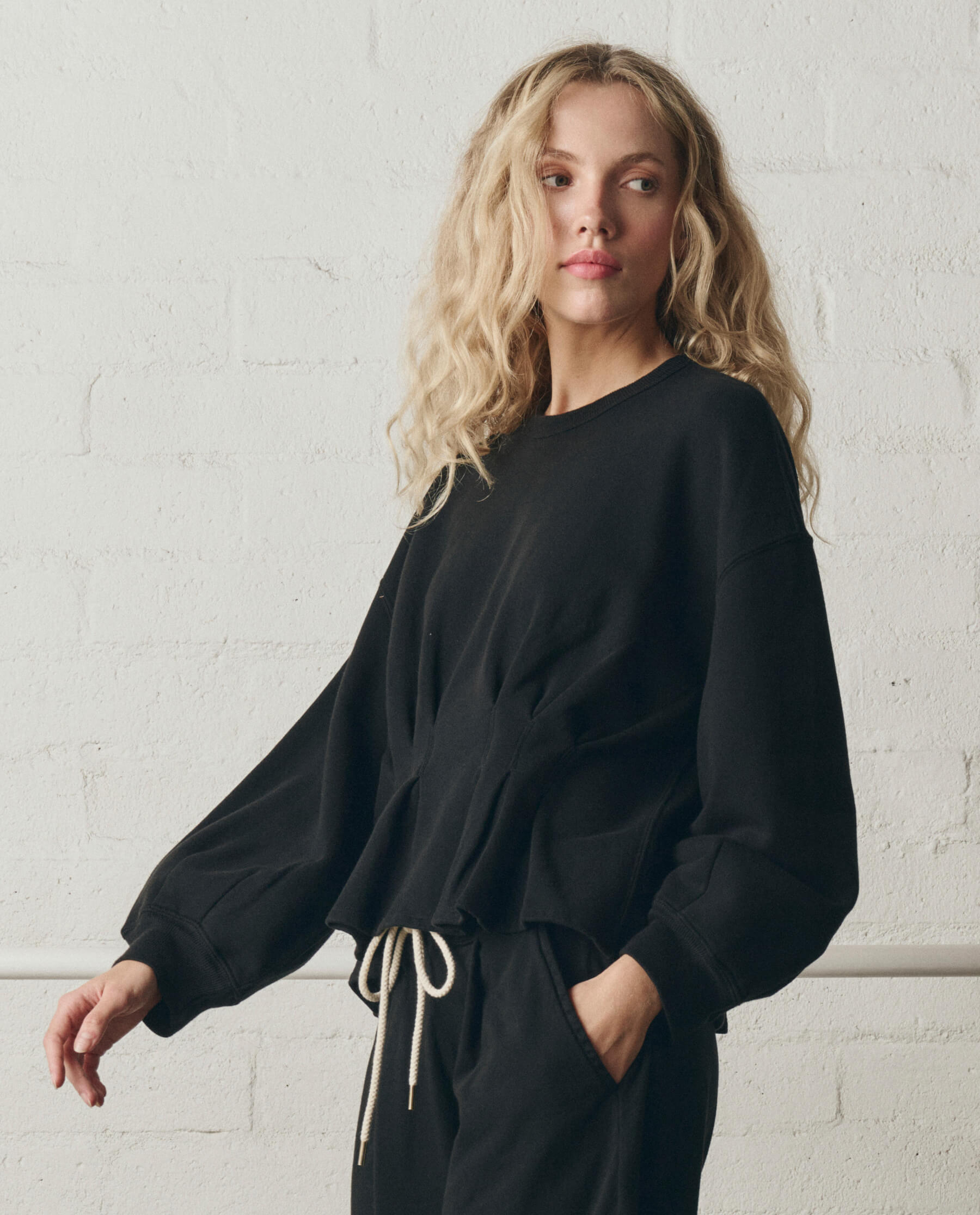 The Slouchy Corset Sweatshirt. -- True Black