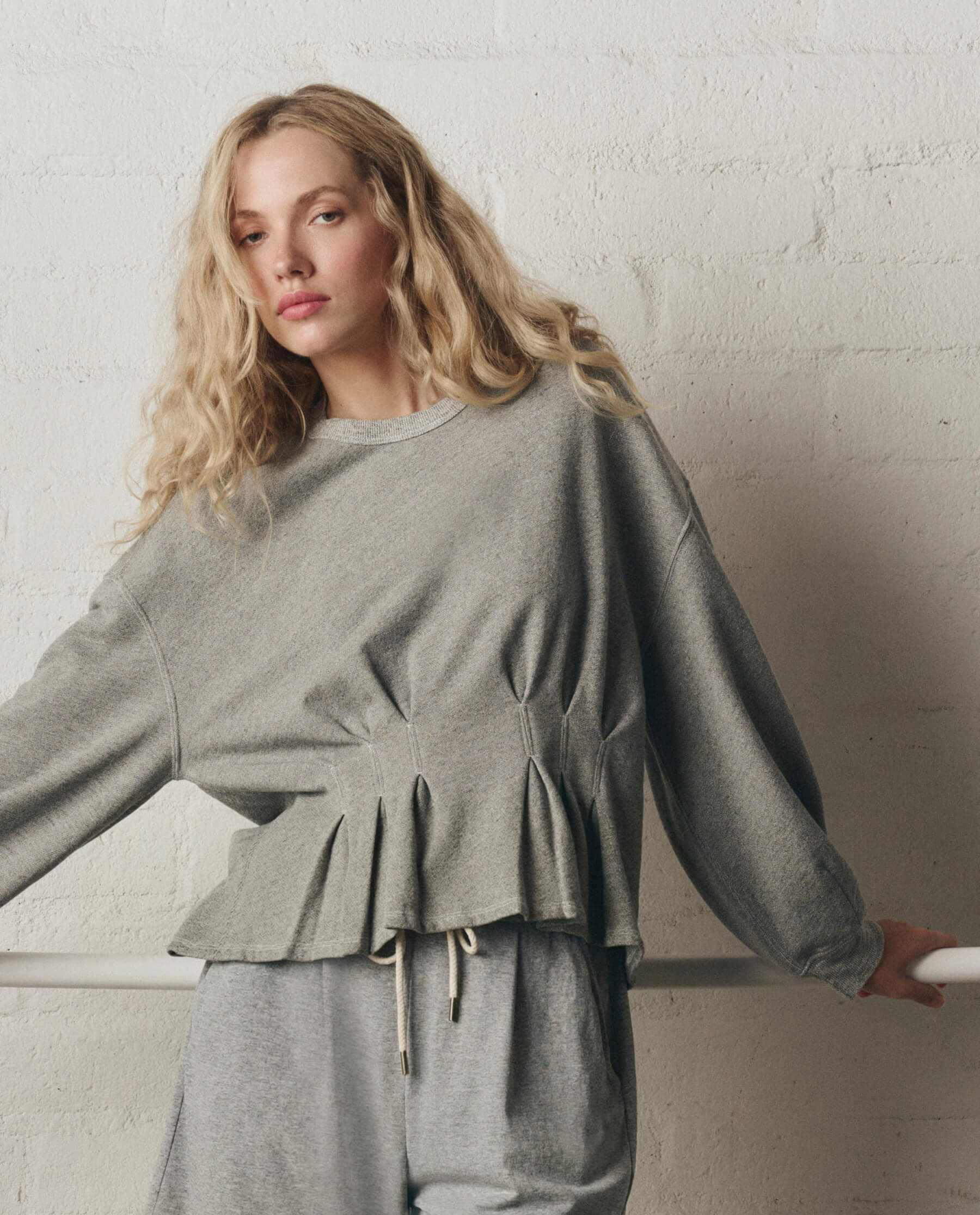 The Slouchy Corset Sweatshirt. -- Varsity Grey