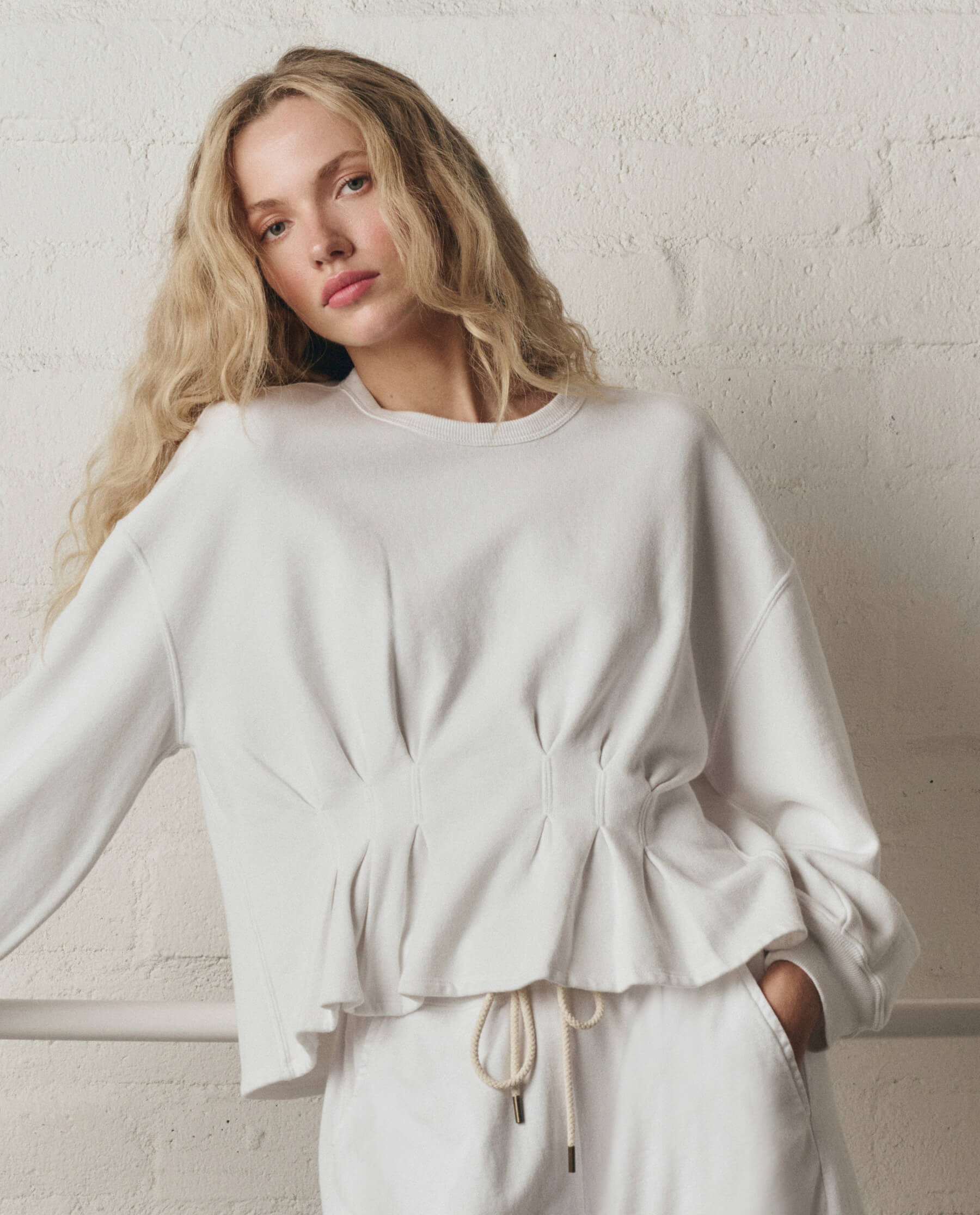 The Slouchy Corset Sweatshirt. -- True White