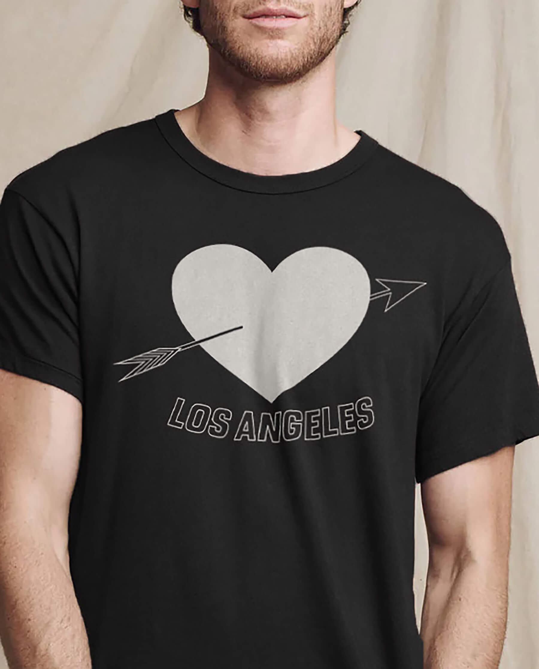 The Men's Boxy Crew. Graphic -- Almost Black with Los Angeles Heart Graphic