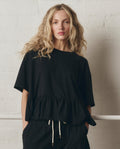 The Oversized Ruffle Peplum Tee. -- True Black