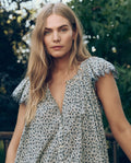 The Flutter Sleeve Eyelet Top. -- Bluebell Ditsy