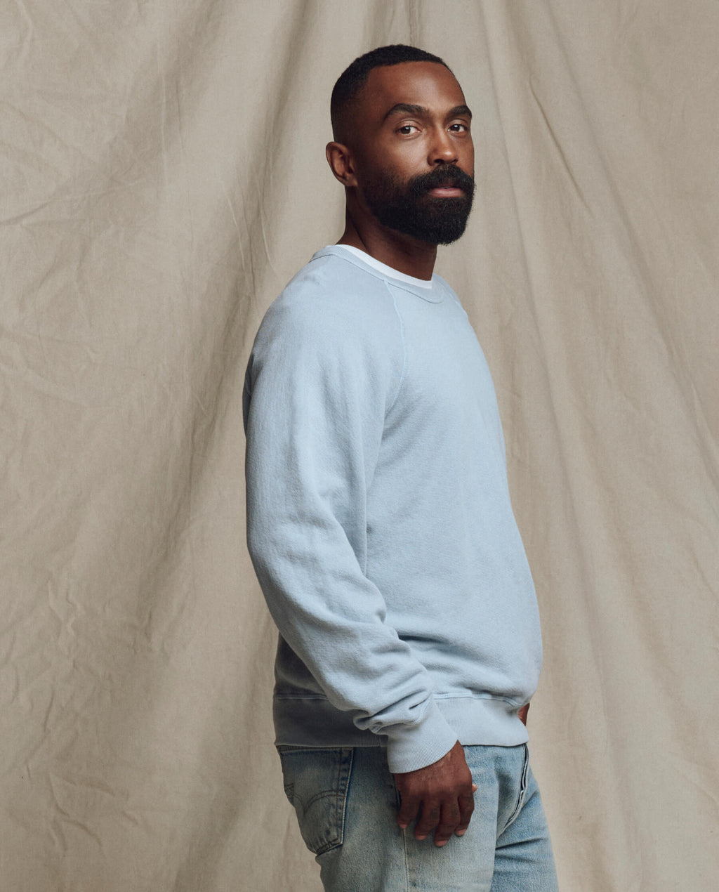 The Men's College Sweatshirt. Solid -- Whisper Blue