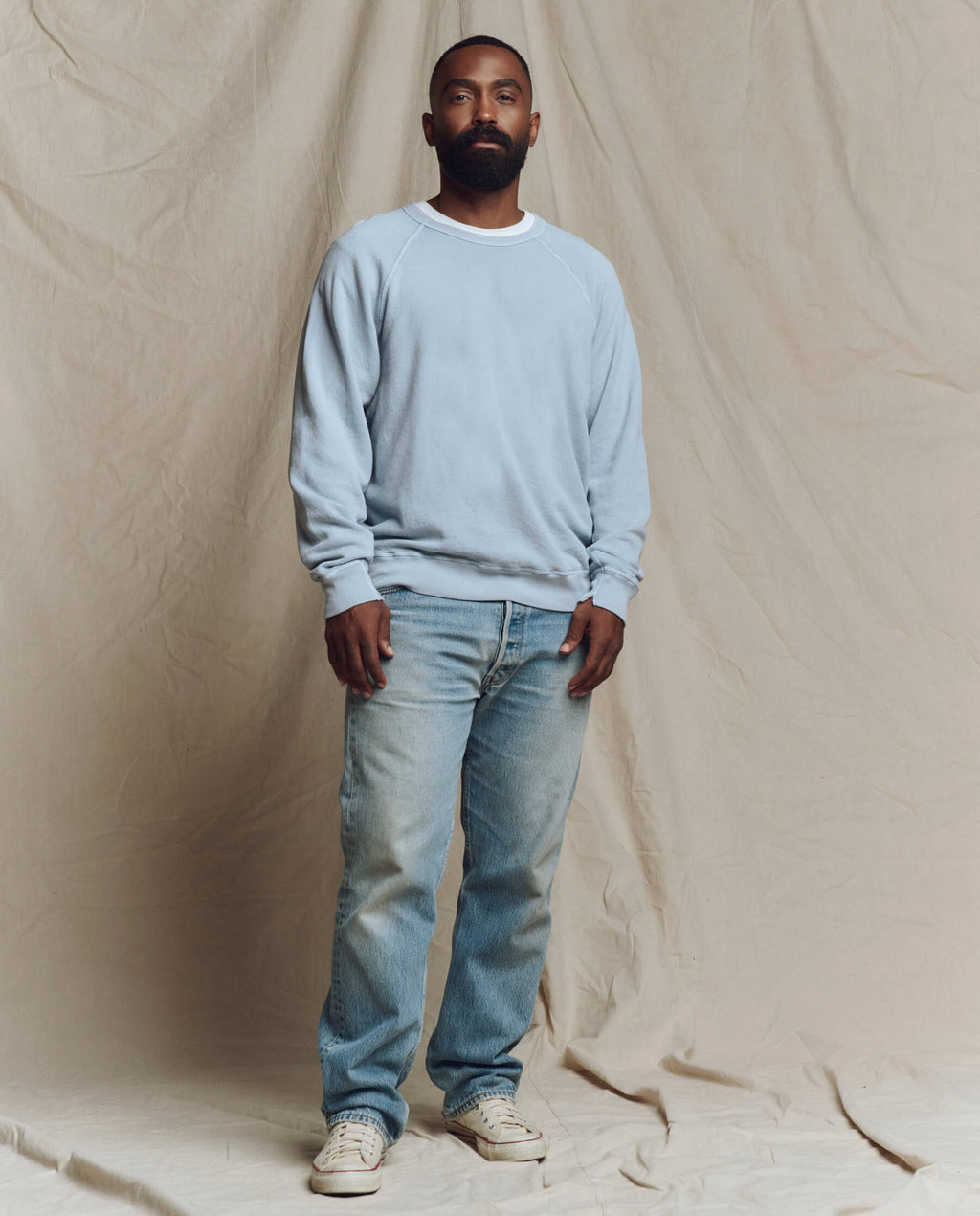 The Men's College Sweatshirt. Solid -- Whisper Blue