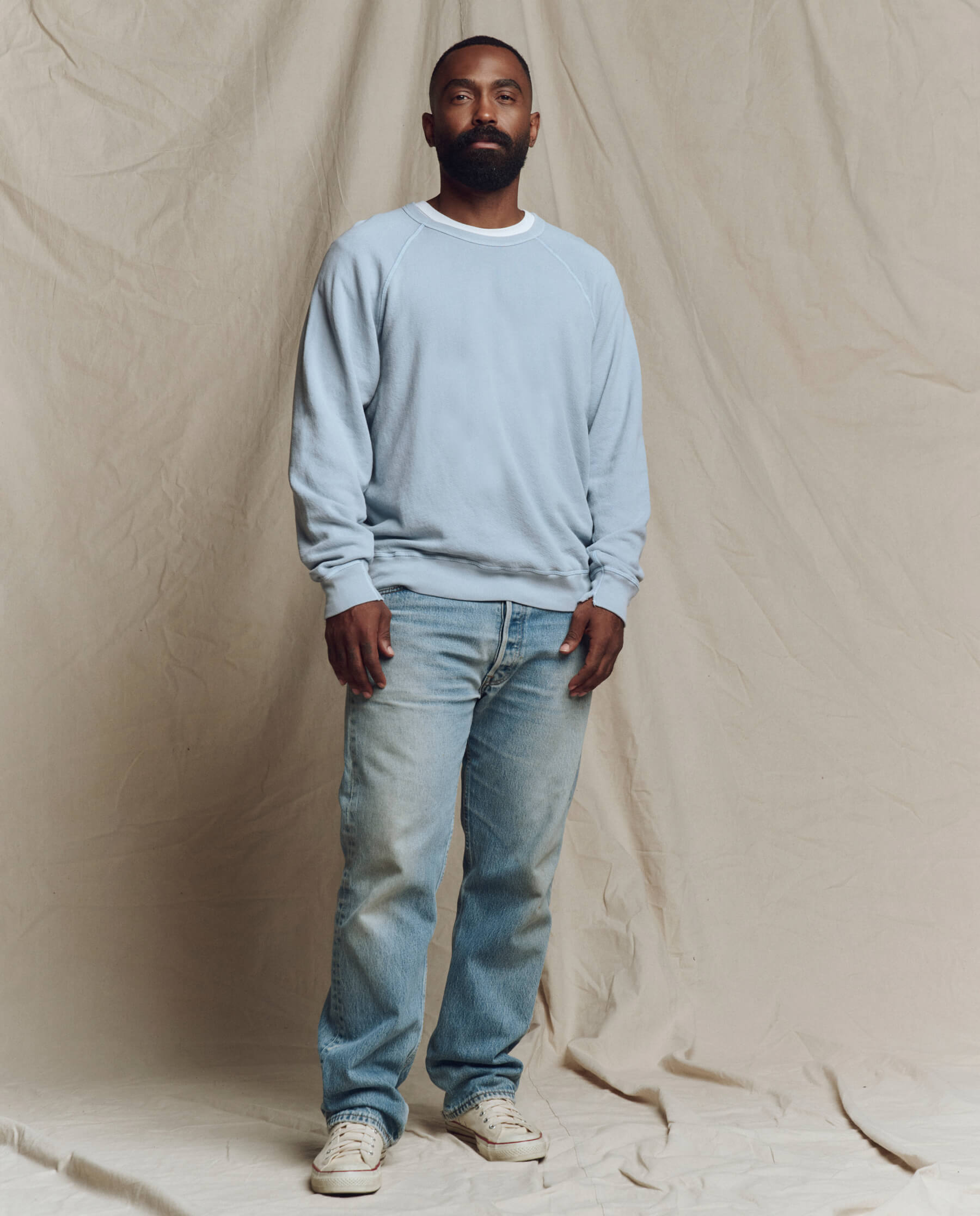 The Men's College Sweatshirt. Solid -- Whisper Blue