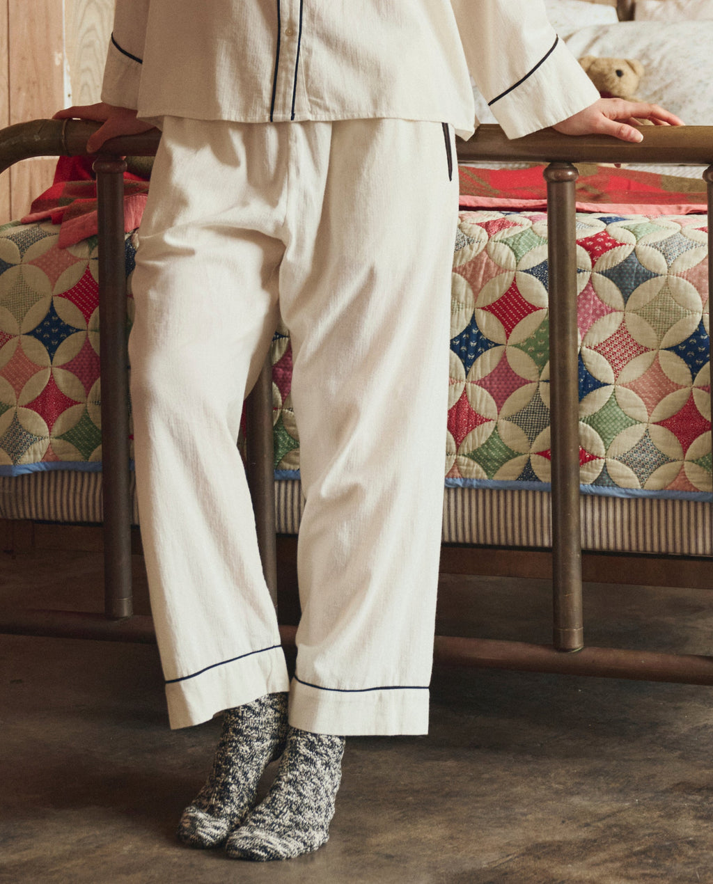 The Flannel Western Easy Sleep Pant. -- Cream and Black