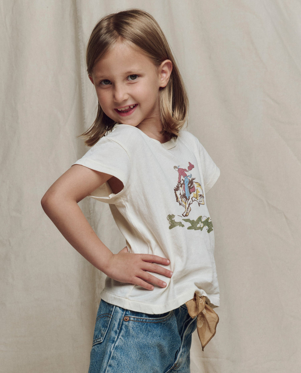 The Little Boxy Crew w/ Rider Graphic. Novelty -- Washed White