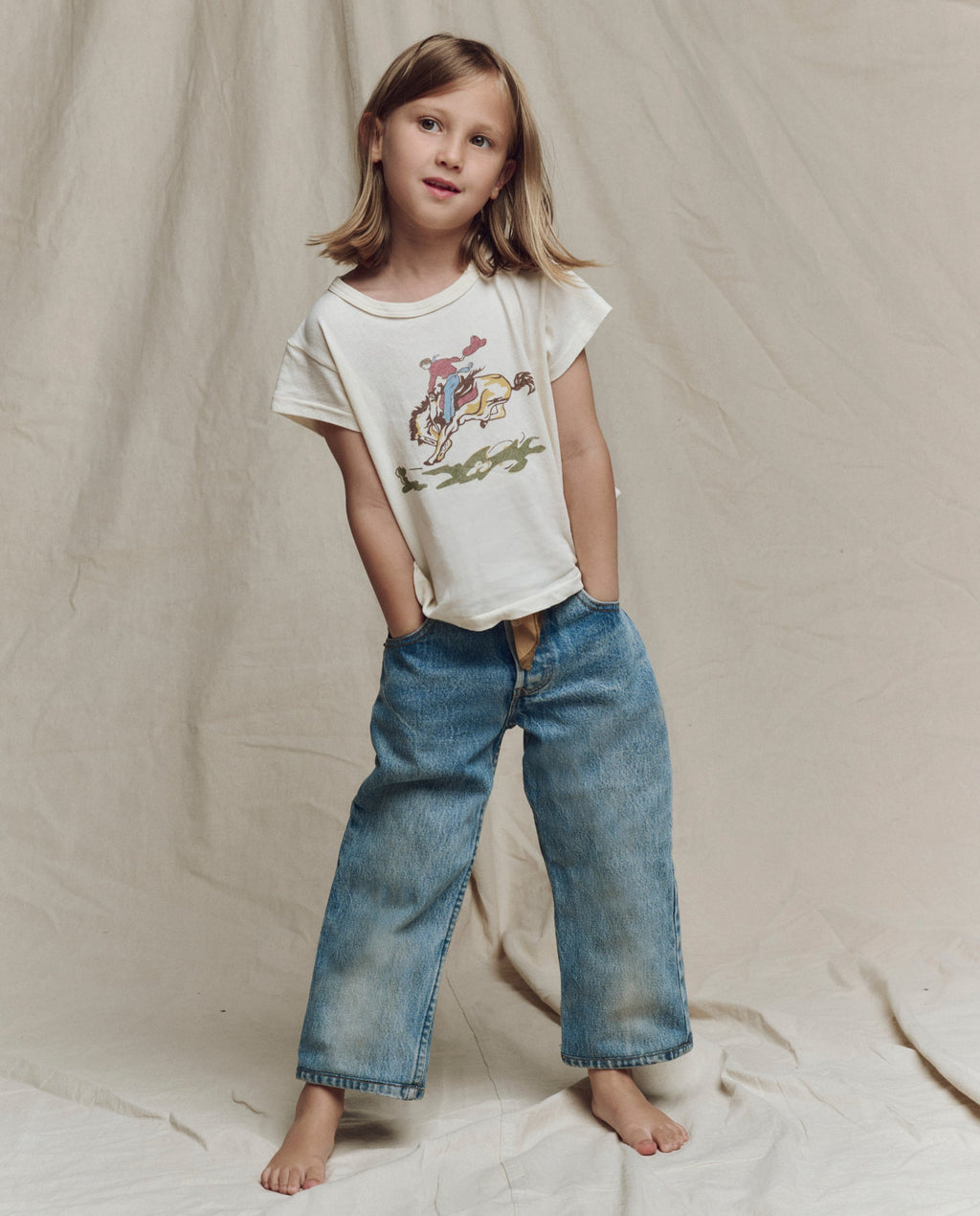 The Little Boxy Crew w/ Rider Graphic. Novelty -- Washed White
