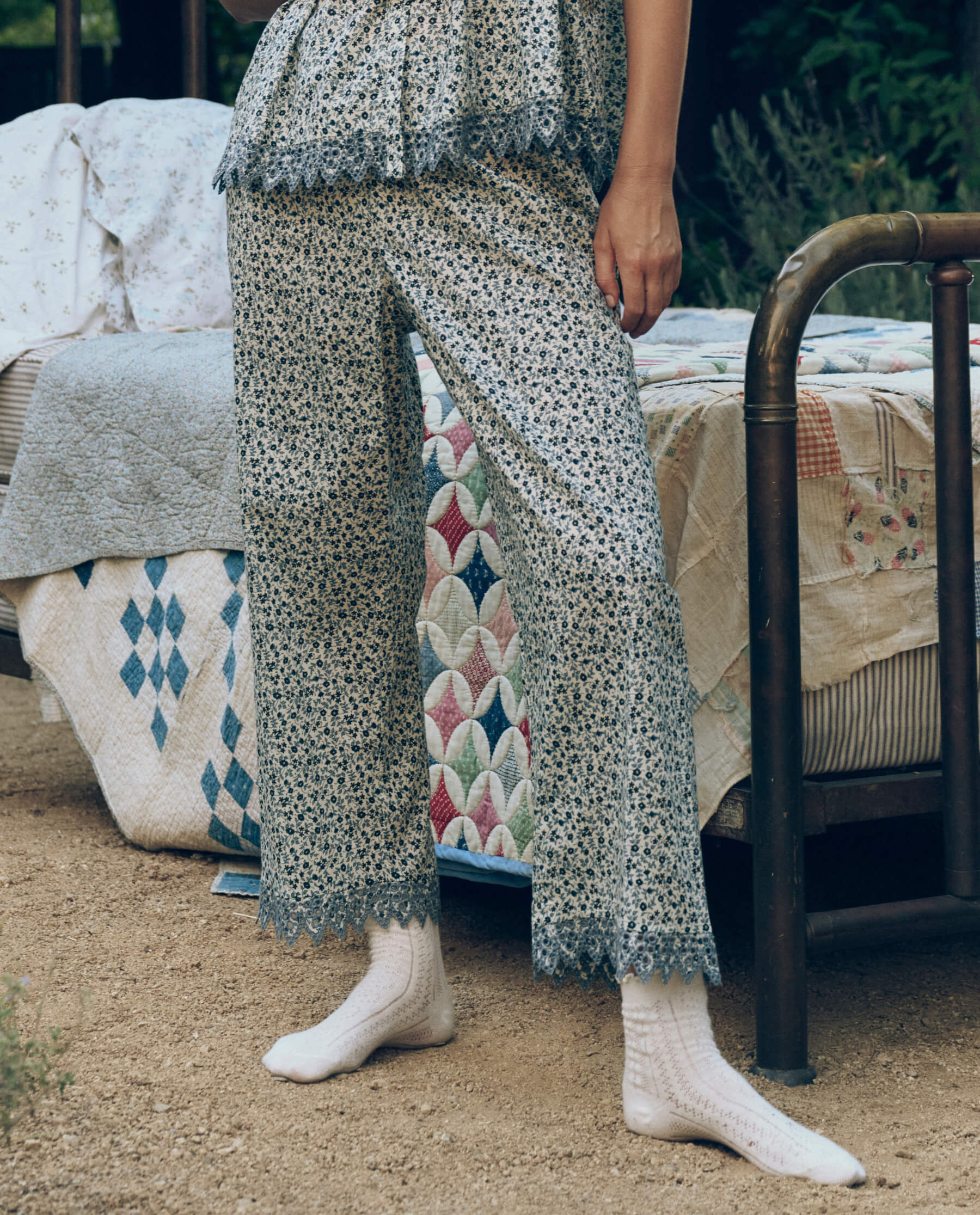 The Eyelet Easy Sleep Pant. -- Bluebell Ditsy