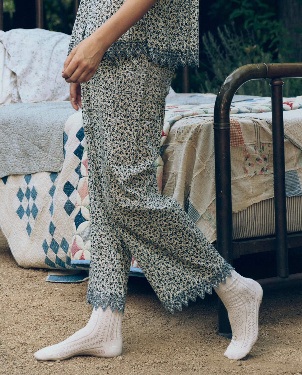 The Eyelet Easy Sleep Pant. -- Bluebell Ditsy