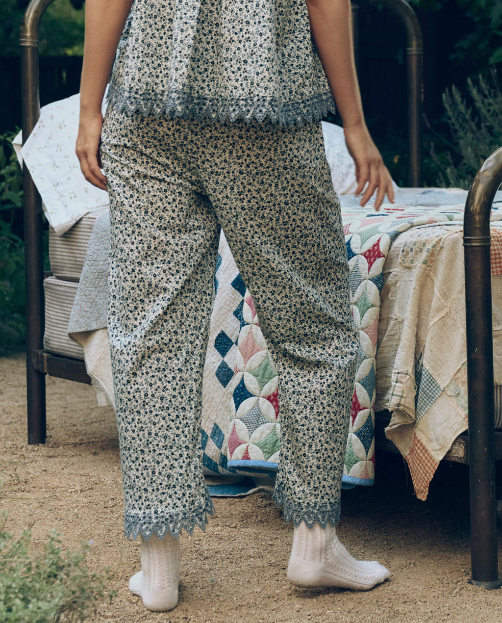 The Eyelet Easy Sleep Pant. -- Bluebell Ditsy