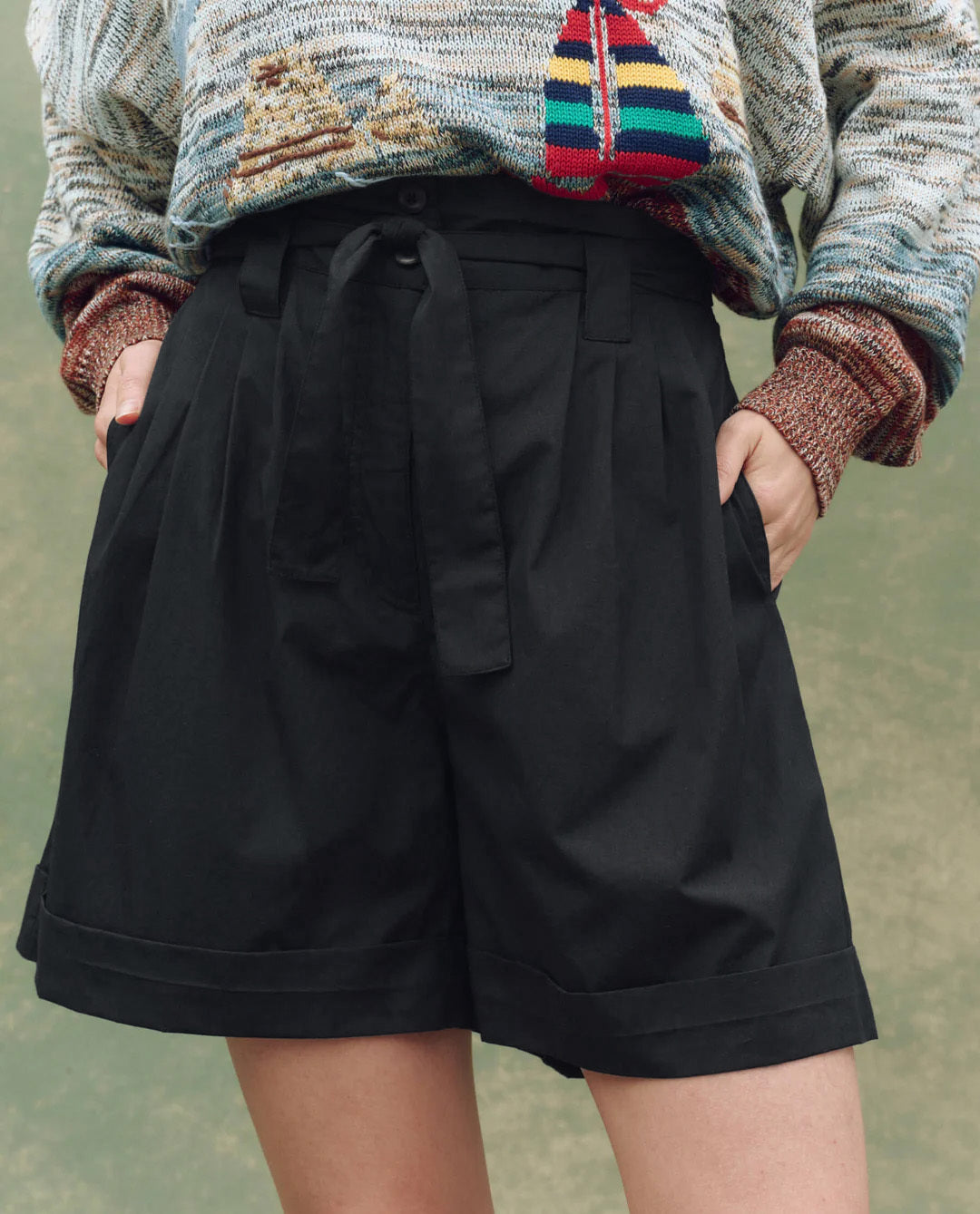 The Pleated Trouser Short. -- Black