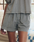 The Sleep Boxer Short. -- Black and Cream Crew Stripe
