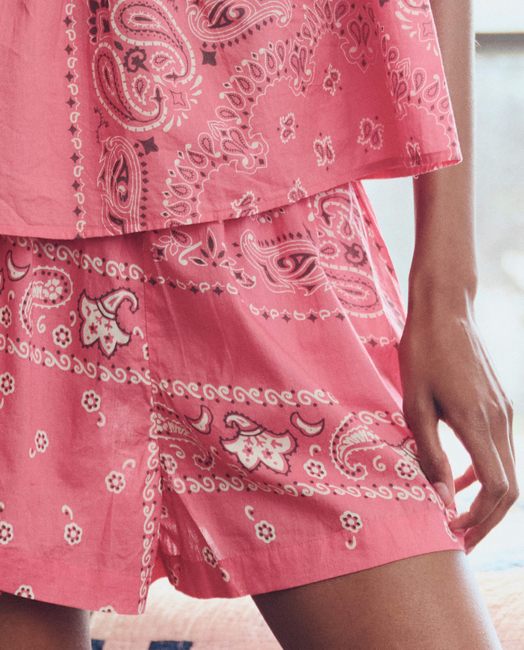 The Smocked Sleep Short. -- Pink Bandana Patchwork