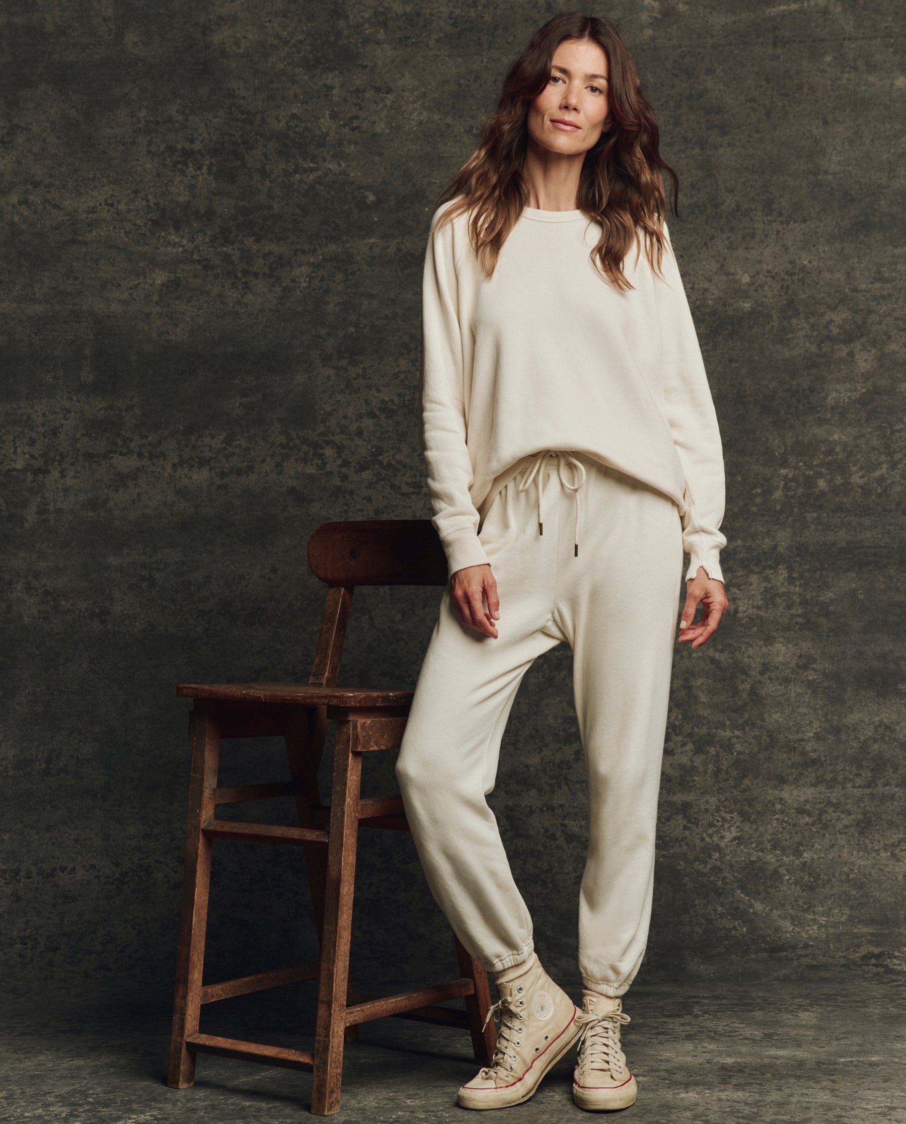 The Fleece College Sweatshirt. Solid -- Washed White