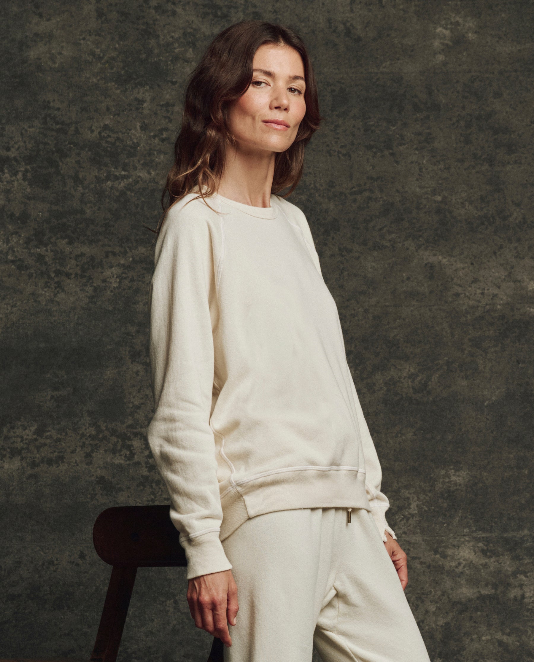 The Fleece College Sweatshirt. Solid -- Washed White