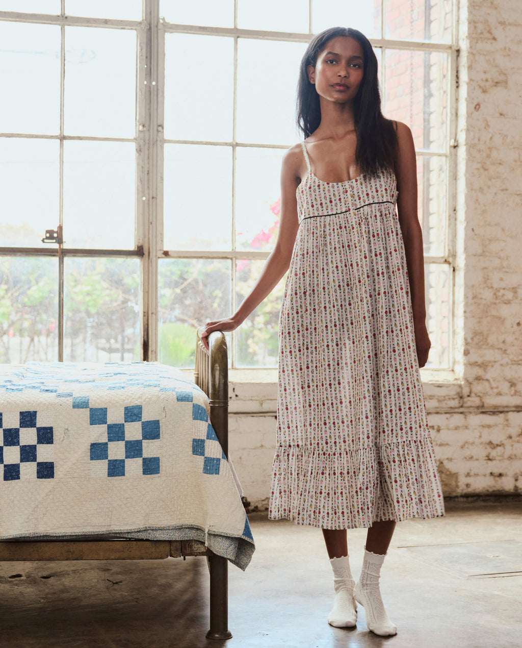 The Ruffle Tank Night Dress. -- Ribbon Floral