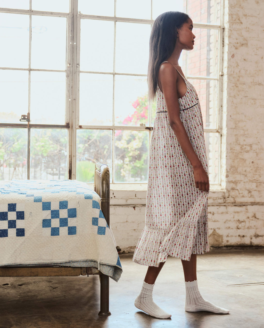 The Ruffle Tank Night Dress. -- Ribbon Floral