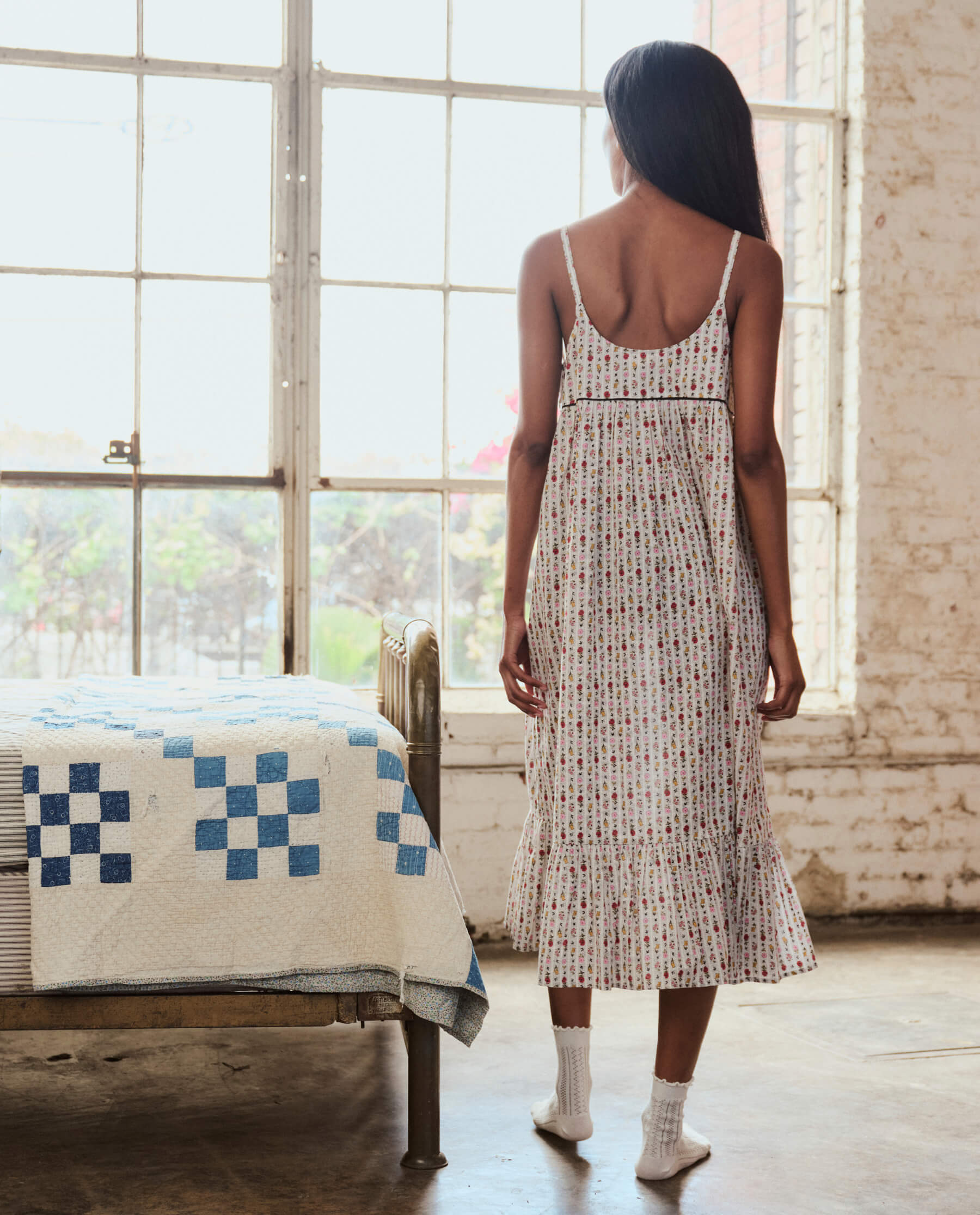 The Ruffle Tank Night Dress. -- Ribbon Floral
