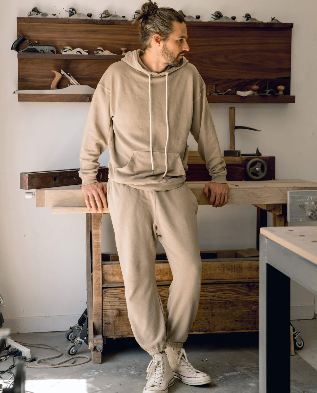 The Men's Gym Drawstring Hoodie. -- Fawn